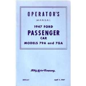 1947 FORD V 8 V8 Car Owners Manual User Guide