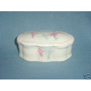  Porcelain Oval Trinket Box with Flower Design Everything 