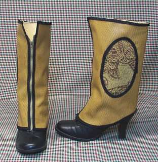 This is a fabulous pair of boot/shoe SPATS. The are a yellow vinyl 
