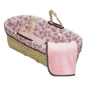  Pink and Brown Toile Moses Basket Baby