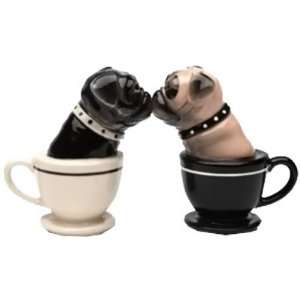  Tea Cup Pugs Magnetic Ceremic Salt and Pepper Shakers 