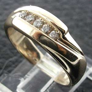 ESTATE 14k Yellow Gold Mens Swirly Line Design Diamond Band Ring 