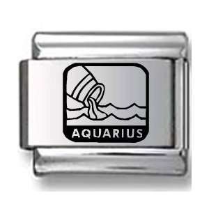    Aquarius the Water Carrier Black Laser Italian Charm Jewelry