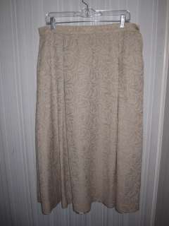 TALBOTS Tan Cotton and Linen Floral Long Skirt XL 16  