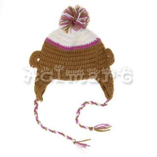kids brown crochet animal cap w earflaps and braids this adorable and 