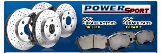 FRONT+REAR) SPORT PERFORMANCE BRAKES 4 DRILLED ONLY ROTORS + 8 