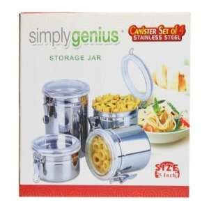  Set of 4 Simply Genius Stainless Steel Dry Food Canisters 