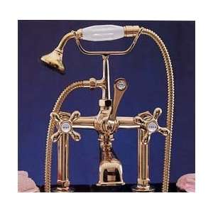 Tall Deck Mount British Telephone Leg Tub Faucet with Handheld Shower 