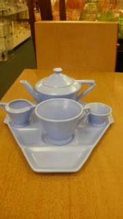 Vinage Royal Cauldon Blue Breakfast Tea Set Tray, Teapot, Creamer 