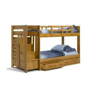 Solid wood Reversible Stairway Twin/Twin Bunk Bed w/ Drawer, Under bed 