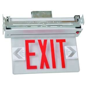  Recessed Mount Edge Lit LED Exit Signs Red on Clear Panel 