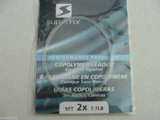 SuperFly  Knotless Tapered FlyLine Leader  9ft  2X  
