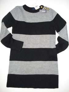 NWT GAP BRICK LANE Rugby Striped Sweater Dress XS 4 5 NEW BLACK/GRAY 