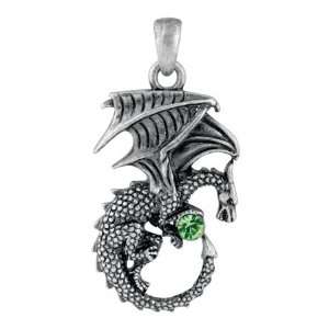  Dragon Pendant with Peridot Crystal   Stainless Steel   2 