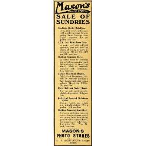 1918 Ad Masons Sundries Phillips Exposure Meter Photography Leeds 