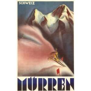  MURREN, Switzerland Vintage Ski Poster