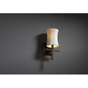    Bronze Linear Sconce Pleats Hourglass Shade