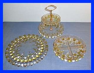 BUBBLE GLASS TIRED DISH & CAKE PLATE & BOWL 1950 LA2/42  