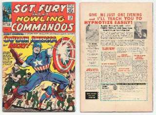 Sgt. Fury #13 2nd SA Captain America appearance Strong VG Off White 