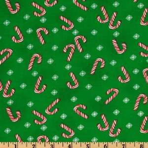   Novelties Candy Canes Green Fabric By The Yard Arts, Crafts & Sewing