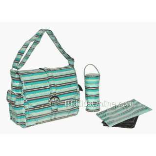 Chameleon Stripes   Blue, Laminated Buckle Diaper Bag, Style 2960   By 