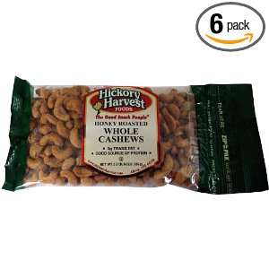 Hickory Harvest Honey Roasted Cashews, 9.5 Ounce Bags (Pack of 6 