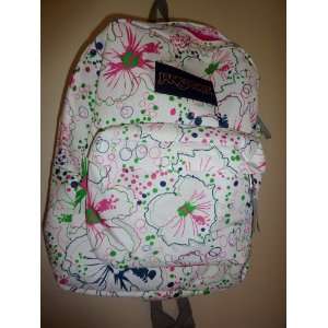  Jansport Superbreak Backpack (White/New Hot Pink Maui 