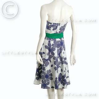 TABITHA   NEW Sz 6 8 Strapless Dress Boned Bodice Linen Sash. Garden 