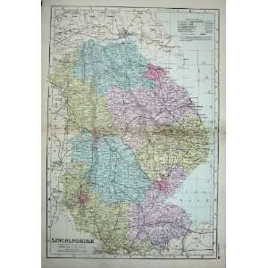  1881 Map Lincolnshire England Boston Lincoln Grimsby