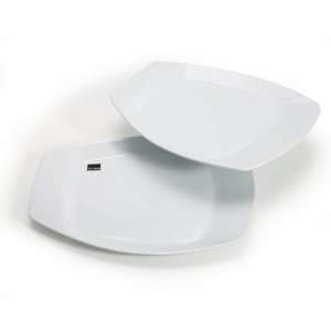  Steel Function Porcelain Canape Platters Set of 2, White 