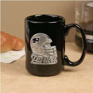  New England Patriots Black 15oz. Pewter Helmet Ceramic Mug 