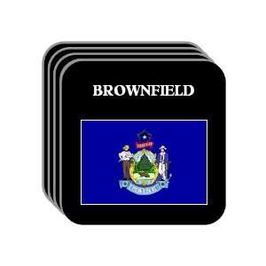 US State Flag   BROWNFIELD, Maine (ME) Set of 4 Mini Mousepad Coasters