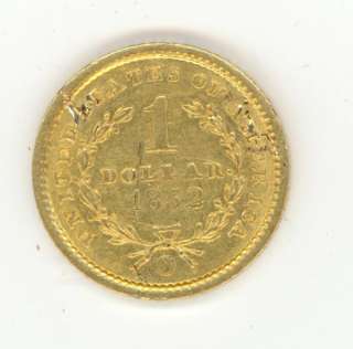 1852 O NEW ORLEANS MINT TYPE 1 GOLD DOLLAR XF DETAILS  