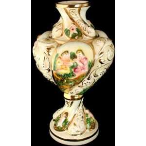   Vintage Hand Painted Italian Capo Di Monte Vase 