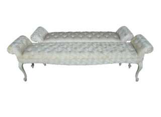   Regency TUFTED BENCH Scrolled Arms Cabriole Legs 2 Available Fabulous