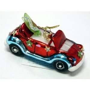  Blown Glass Convertible Car with Surfboard   Christmas 