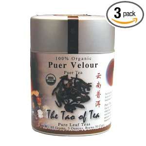 The Tao of Tea, Puer Velour Pu er Tea, Loose Leaf, 3 Ounce Tins (Pack 