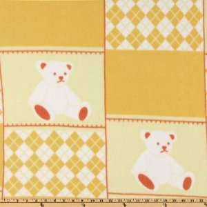   Fleece Argyle Bear Yellow Fabric By The Yard Arts, Crafts & Sewing