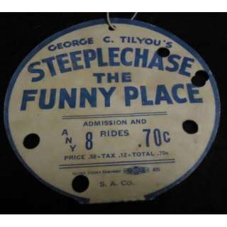 Vintage Coney Island Steeplechase Park Punch Card Ticket   New York 