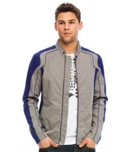 ARMANI EXCHANGE Bi Color Cotton Moto Jacket Grey Steeple NWT  
