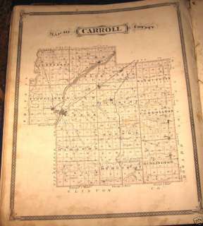 CARROLL COUNTY, INDIANA PLAT MAP 1876, Delphi, Camden  