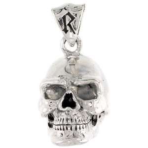 925 Sterling Silver 3 Dimensional Skull Pendant (w/ 18 Silver Chain 