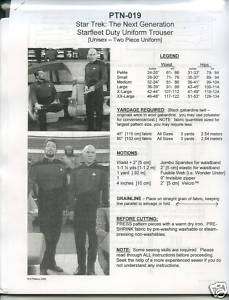 NEWLY REVISED Star Trek TNG Unisex Pants Pattern P XX  