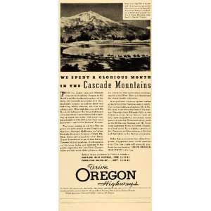 1936 Ad Oregon Travel Cascade Mountains Pack Train   Original Print Ad