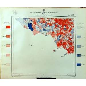  1929 Colour Map Italy Statistics Deaths Napoli Caserta 