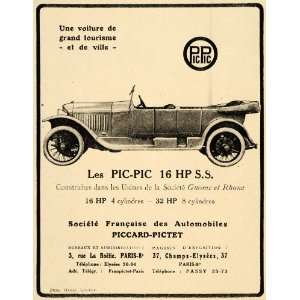  1920 Ad French Car Pic Piccard Pictet Swiss Automobile 