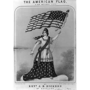  American flag,new national lyric,sheet music cover,1862 