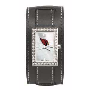  Arizona Cardinals Starlette Wide Black Leather Watch 