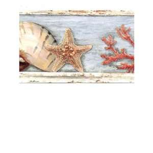  Blue Coral Starfish Seashell Wallpaper Border