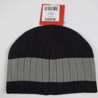 NEW North Face Mens Womens Big Stripe Beanie Hat Black with Grey 